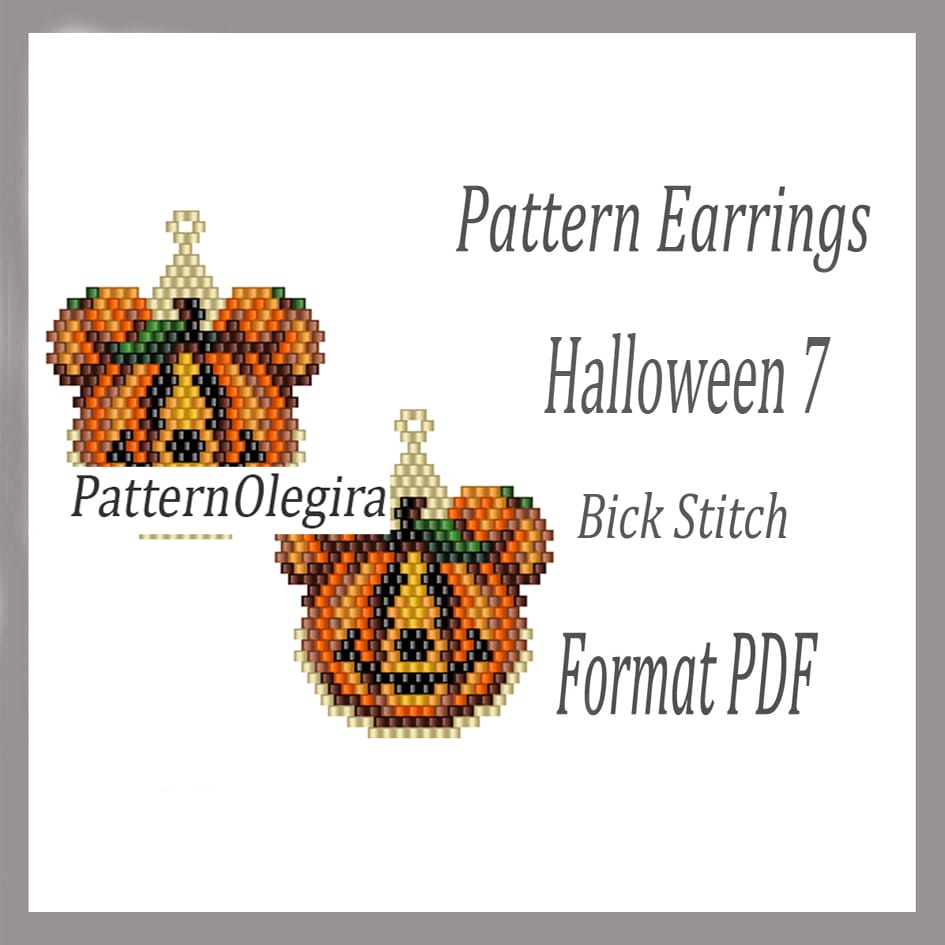 HALLOWEEN 7 Earrings beading pattern PDF Brick stitch pattern 1 Halloween 7 bead earrings pattern Halloween bead pattern Halloween bead earrings Olegirabeadpatterns