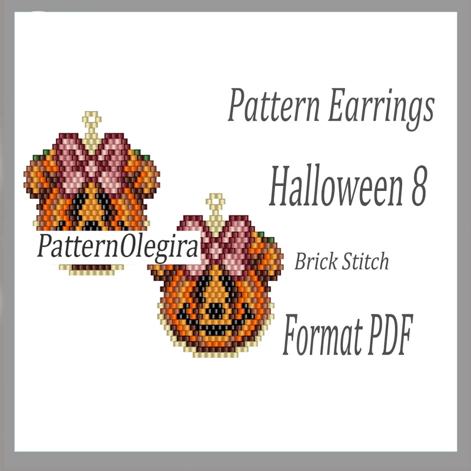 HALLOWEEN 8 Earrings beading pattern PDF Brick stitch pattern 1 Halloween 8 bead earrings pattern Halloween bead pattern Halloween bead earrings Olegirabeadpatterns