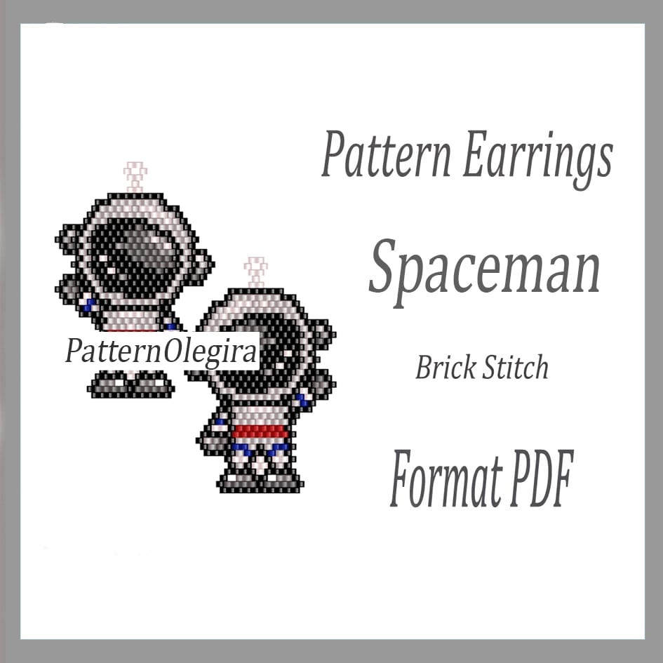 Spaceman Earrings bead pattern PDF File Pattern brick stitch 1 Spaceman Earrings bead pattern PDF File Pattern brick stitch