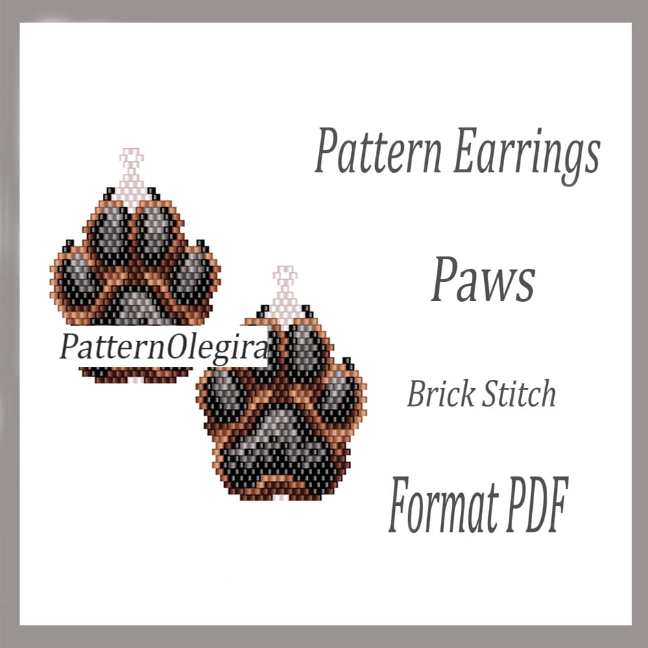 PAWS Earrings bead pattern PDF Bead earrings pattern PDF file 1 Paws Earrings bead patterns PDF file Beading patterns Beading earrings Beading Paws Olegirabeadpatterns