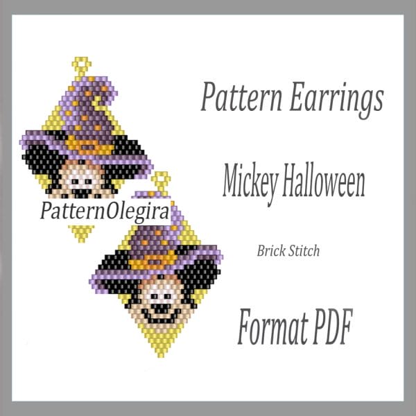 Mickey Halloween bead earrings pattern Halloween bead pattern Halloween bead earrings Olegirabeadpatterns