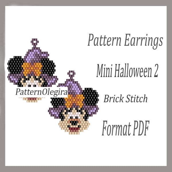 Mini Halloween 2 bead earrings pattern Halloween bead pattern Halloween bead earrings Olegirabeadpatterns