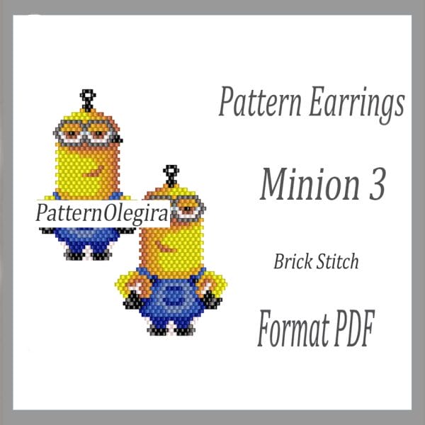 Minion 3 bead earrings pattern Minion bead pattern Olegirabeadpatterns