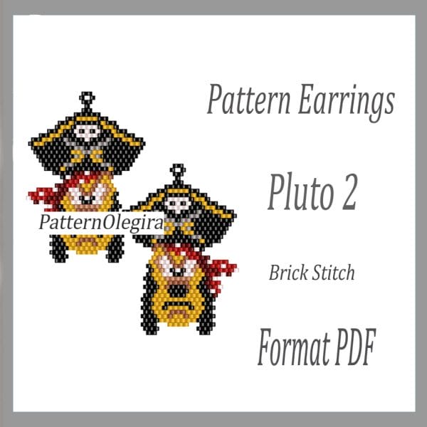 Pluto 2 bead earrings pattern Dog Pluto pattern Olegirabeadpatterns