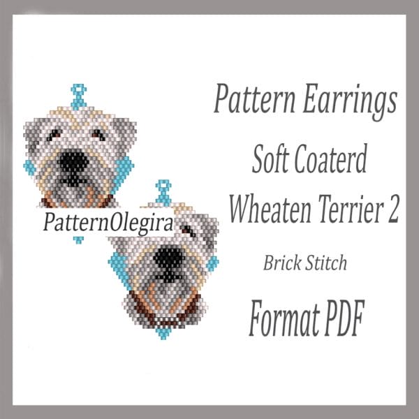 Soft Coated Wheaten Terrier beading pattern Dog bead earrings pattern Brick stitch pattern Olegirabeadpatterns
