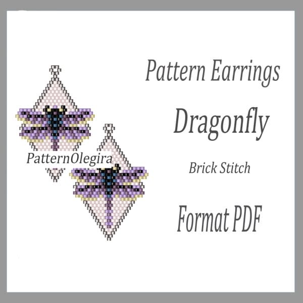 Dragonfly bead earrings pattern Dragonfly bead pattern Olegirabeadpatterns