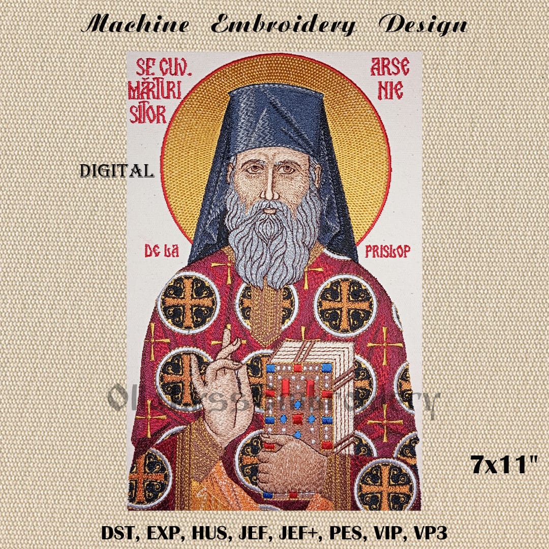 Arsenie Boca embroidery design 1 Embroidered icon of Arsenie (Boca) of Prislop