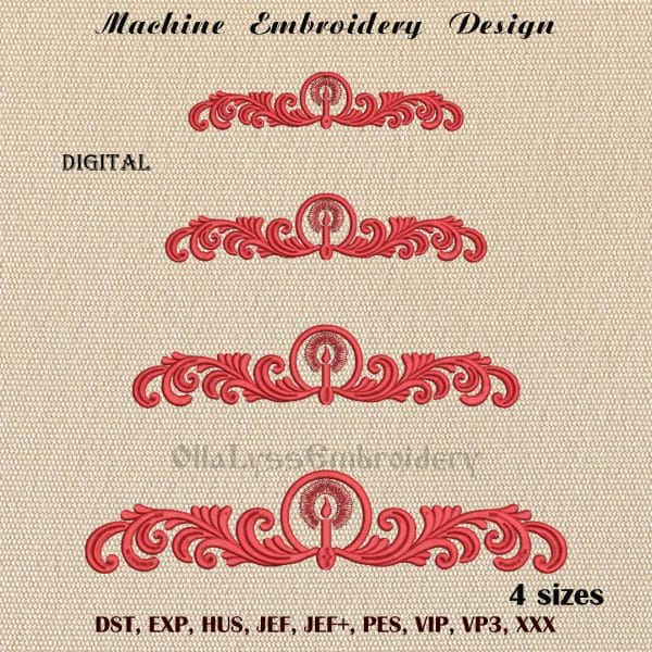 Christmas candle border machine embroidery design in 4 sizes