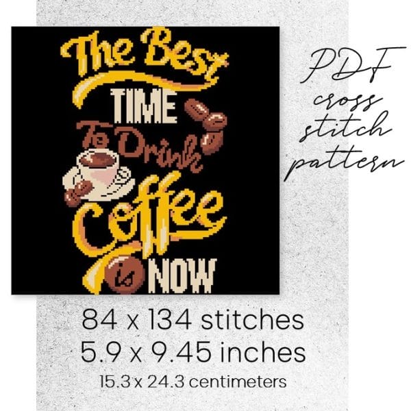cross stitch pattern coffee lettering food easy for beginner digital instant download