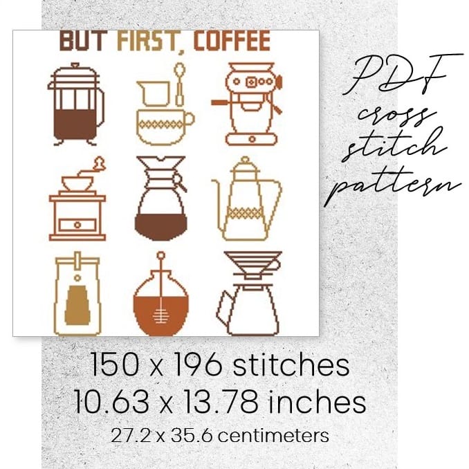 Cross Stitch Pattern Coffee Sampler For Beginner Modern Easy Food 1 cross stitch pattern coffee sampler food easy for beginner digital instant download