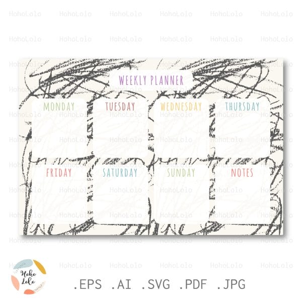 Weekly Schedule Planner Printable PDF SVG JPG files