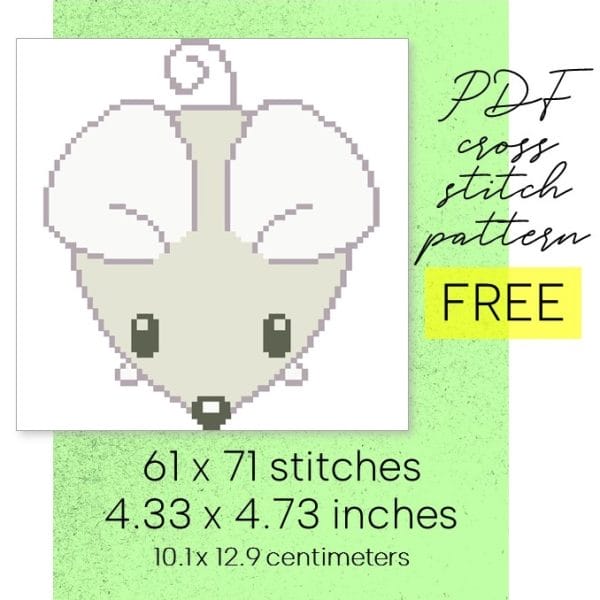 cross stitch pattern animal mouse children easy for beginner digital instant download