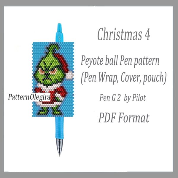 Christmas 4 bead pattern Christmas bead pen wraps Christmas bead cover pen Beading Olegirabeadpatterns