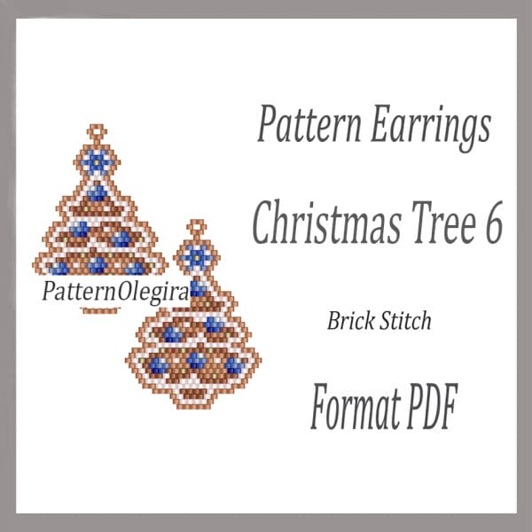 Christmas Tree 6 bead earrings pattern Christmas beading pattern Olegirabeadpatterns