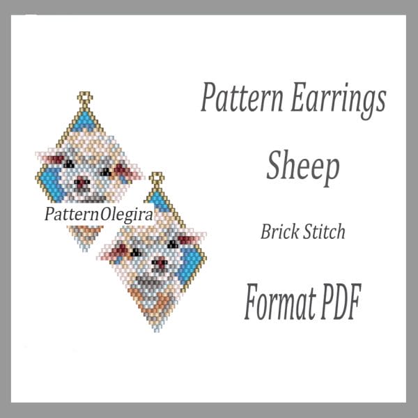Sheep bead earrings pattern Sheep bead pattern Animals bead pattern Olegirabeadpatterns