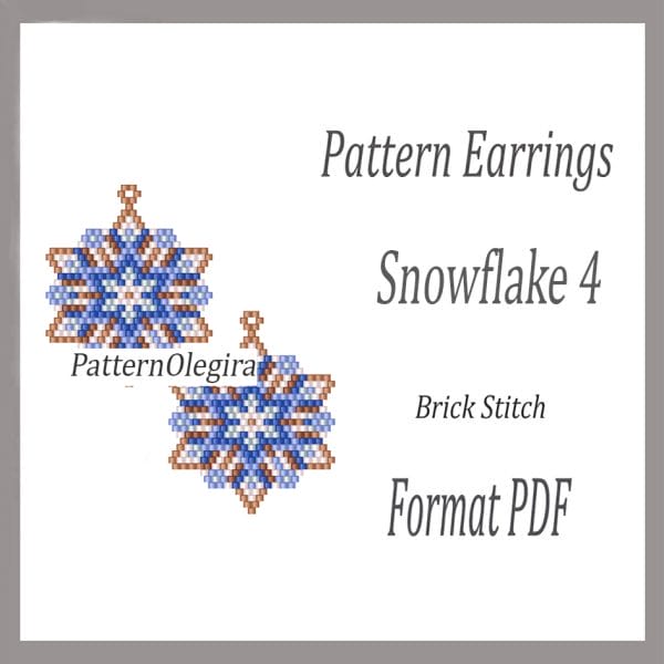 Snowflake 4 bead earrings pattern Snowflake Christmas patterns beading patterns Olegirabeadpatterns