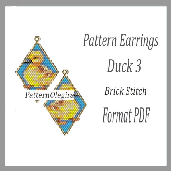 Duck 3 bead earrings pattern Duck bead pattern Bird bead pattern Olegirabeadpatterns