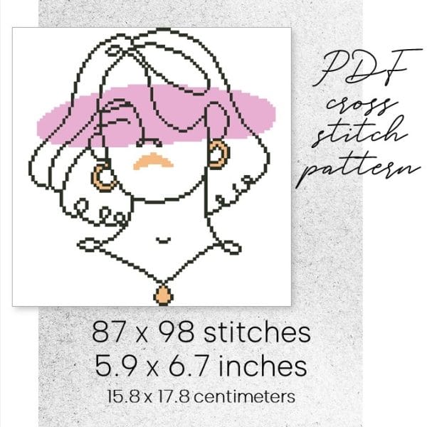 cross stitch pattern boho girl silhouette easy for beginner digital instant download