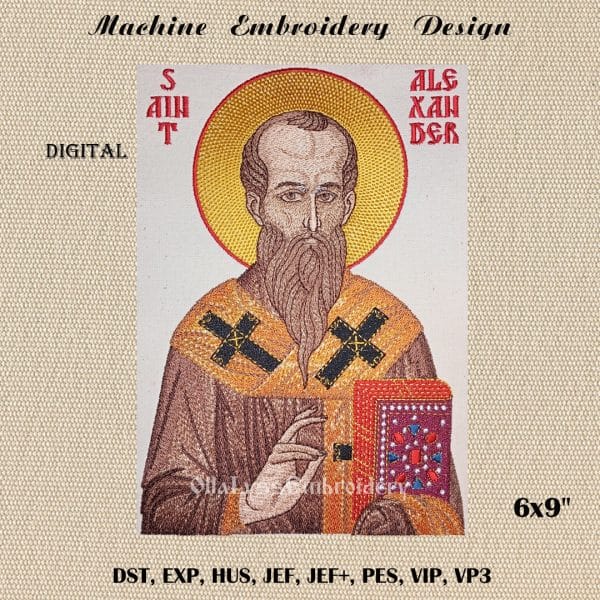Icon of Alexander of Constantinople embroidery design