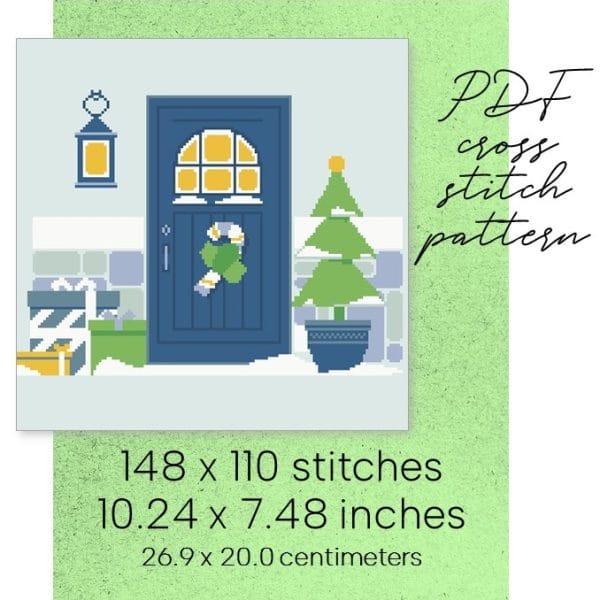 Cross Stitch Pattern Christmas House Winter Xmas Easy Home Decor