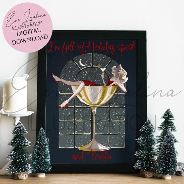DIGITAL DOWNLOAD Cheers (Printable Fashion Illustration)