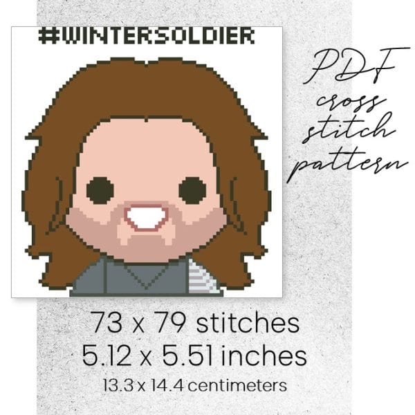 Cross Stitch Pattern Bucky Barnes Winter Soldier Marvel Avengers