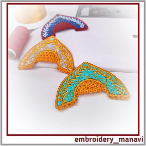 ITH Kokoshnik brooch with FSL elements, handmade finish, instant download, gift idea, embroidery project in hoop