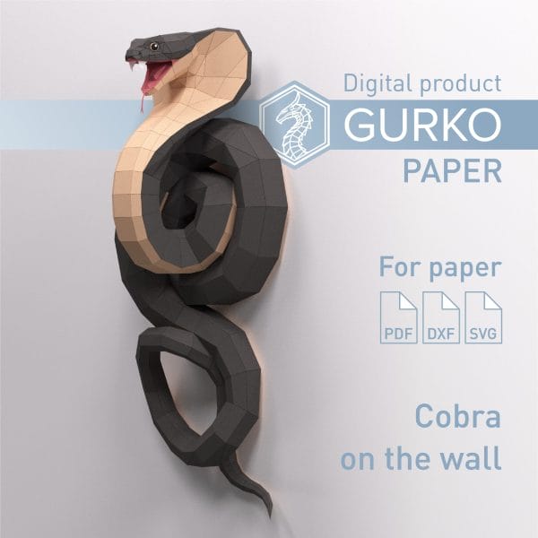 Papercraft Cobra On The Wall, Snake, Digital Template, PDF, SVG