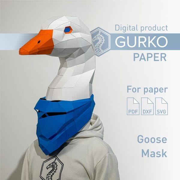 Goose Mask Papercraft, Bird, Digital Template, PDF, SVG, DXF