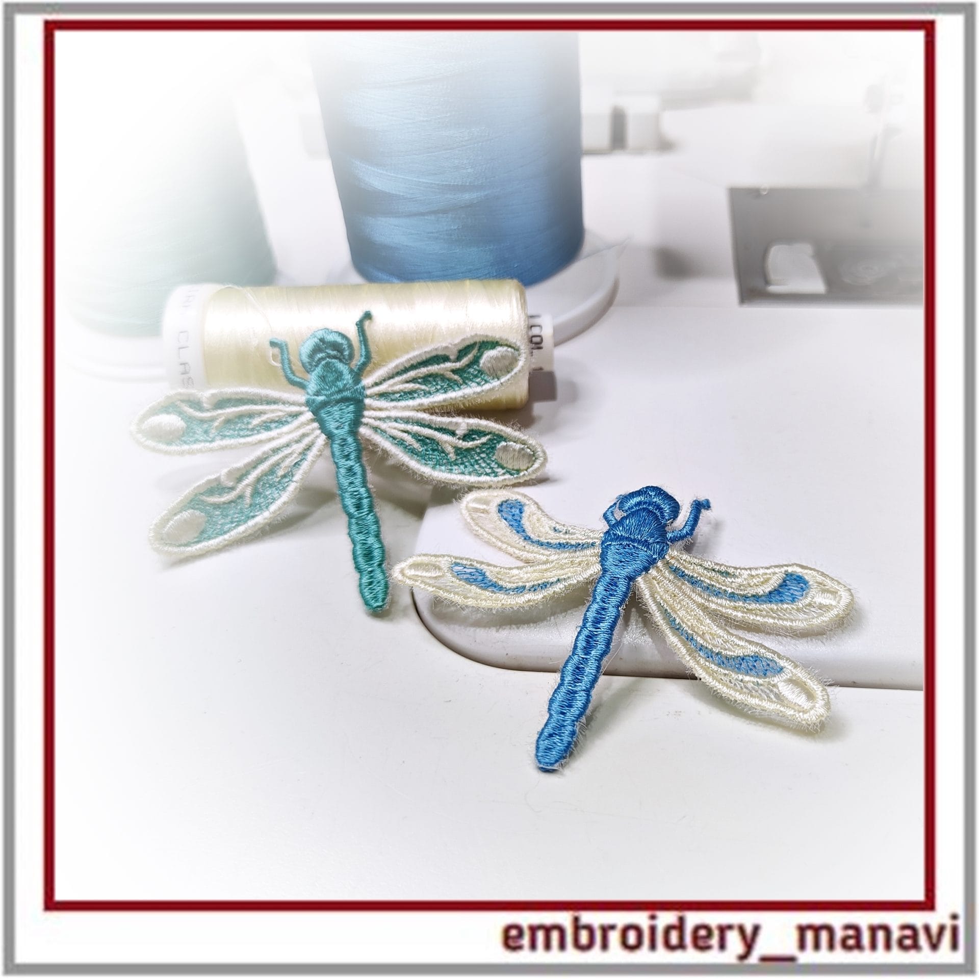 Watercolor Dragonfly Brooch ITH Embroidery Design – 4x4 Hoop 1 ITH dragonfly brooch with watercolor wings. Stitched fully on organza. 4x4 hoop. Not FSL. Instant download for heartfelt handmade gifts.