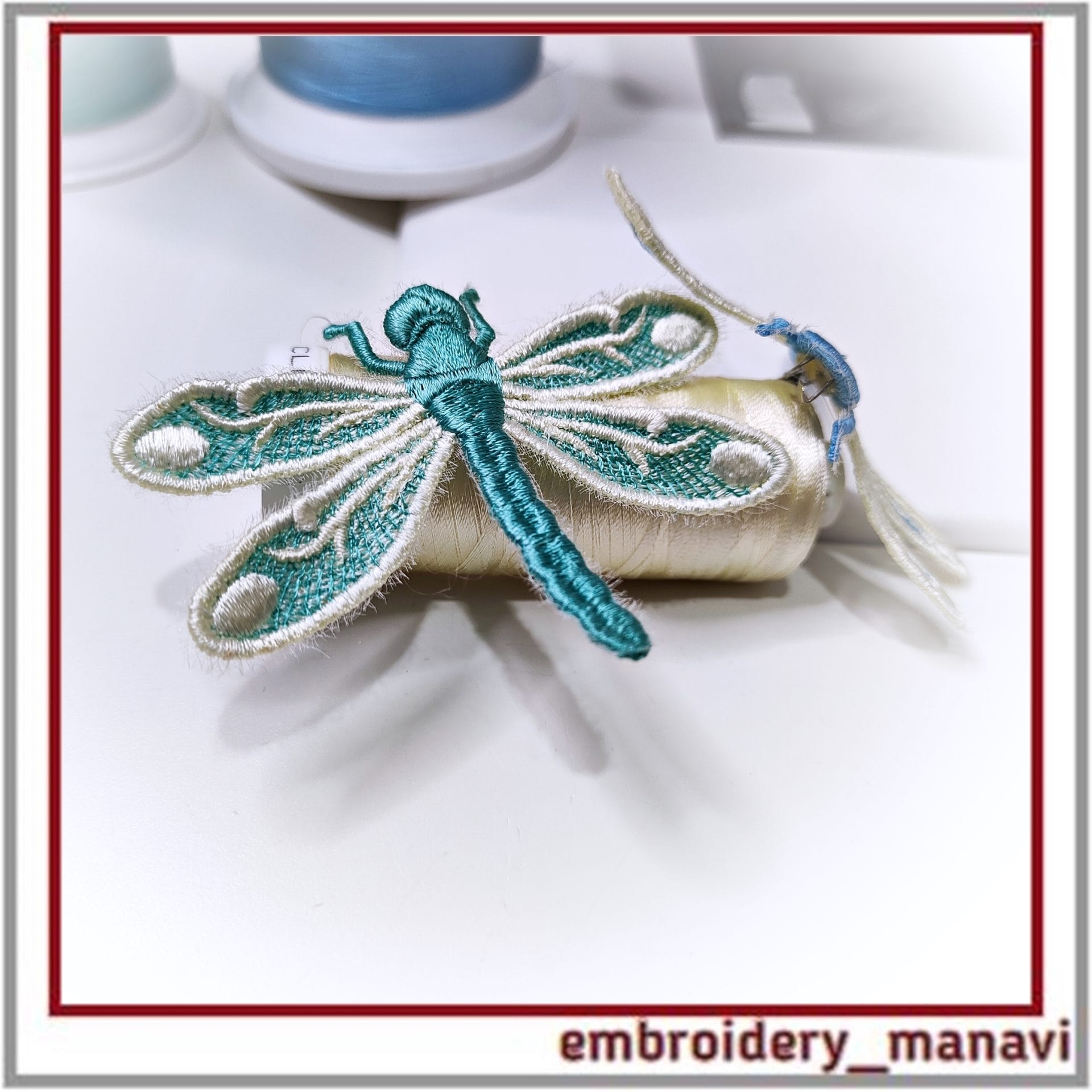 Watercolor Dragonfly Brooch ITH Embroidery Design – 4x4 Hoop 2 Watercolor Dragonfly Brooch ITH Embroidery Design – 4x4 Hoop - Image 2