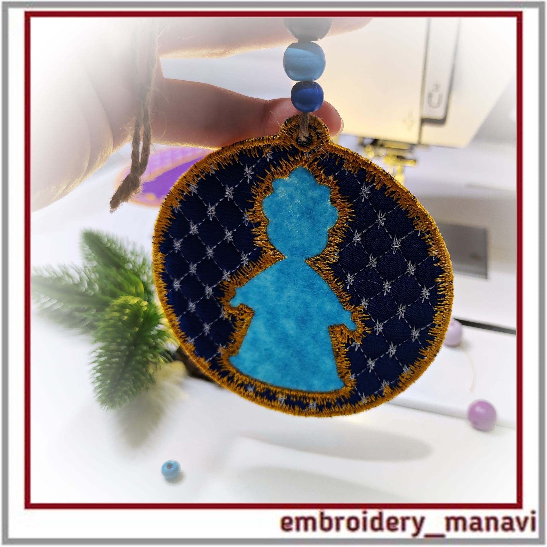 ITH Christmas Pendant Snow Maiden Embroidery Design for 4x4 Hoop 4 ITH Christmas Pendant Snow Maiden Embroidery Design for 4x4 Hoop - Image 4