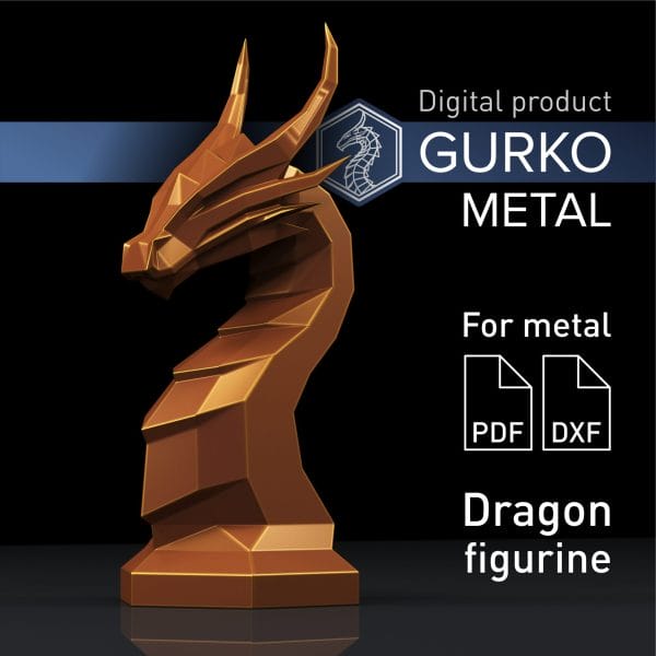 Dragon Figurine Metal Papercraft, DXF, PDF, Digital Template