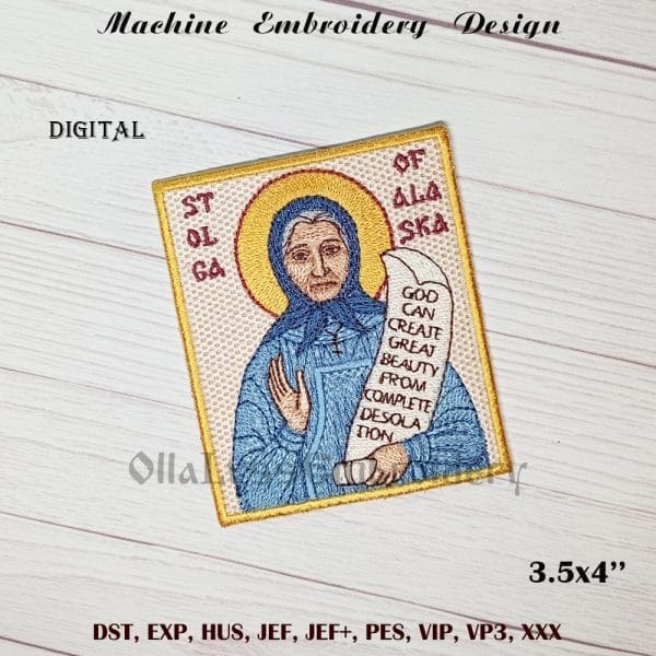 Saint Olga of Alaska embroidery design