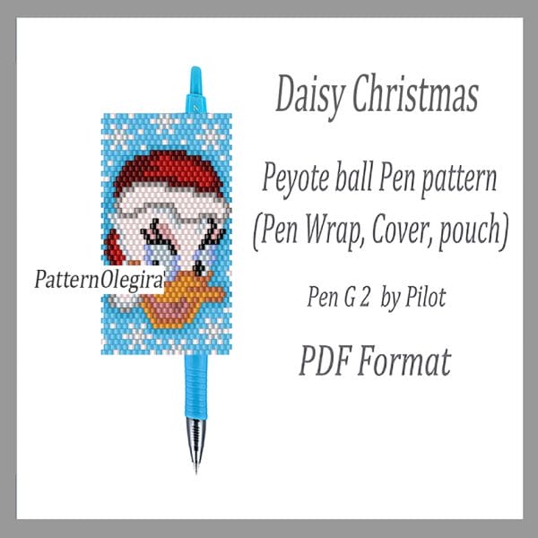 Daisy Christmas bead pattern Christmas Daysi bead pen wraps Christmas bead cover pen Beading Olegirabeadpatterns