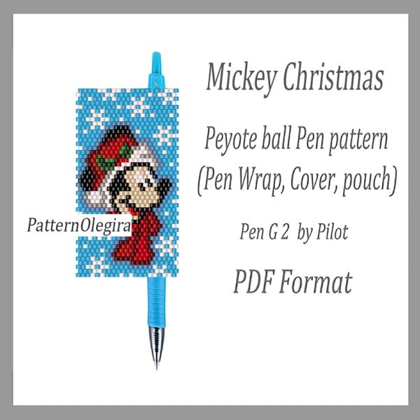 Mickey Christmas bead pattern Christmas Mickey bead pen wraps Christmas bead cover pen Beading Olegirabeadpatterns
