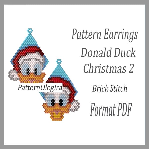 Donald Duck Christmas 2 bead earrings patterns Beading earrings patterns Christmas pattern Olegirabeadpatterns