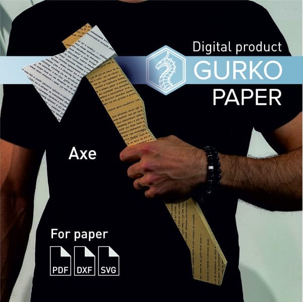 Axe Papercraft, Digital Template, PDF Download, SVG, DXF, Gurko