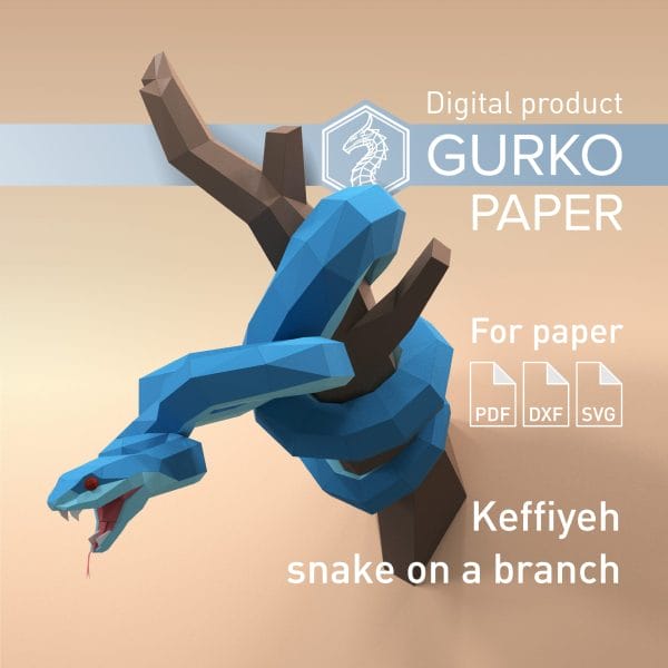 Keffiyeh Snake On A Branch Papercraft, Digital Template, PDF, SVG