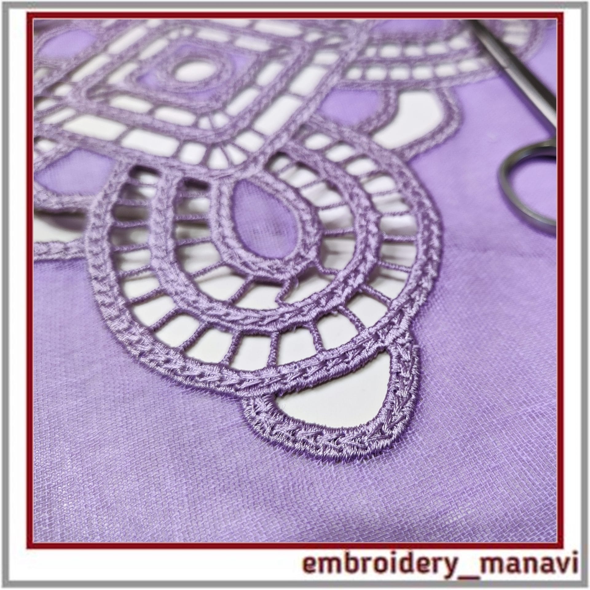 Cutwork machine embroidery design square two elements 5 Cutwork machine embroidery design square two elements - Image 5