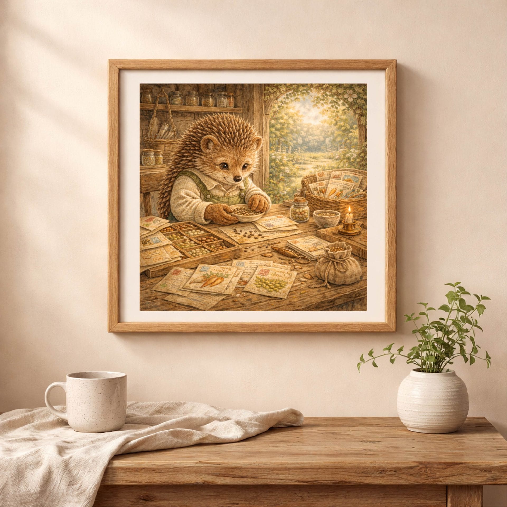 Hedgehog Gardener Printable Wall Art Nursery Decor 2 hedgehog gardener nursery wall art printable woodland decor framed art cozy kids room cottagecore