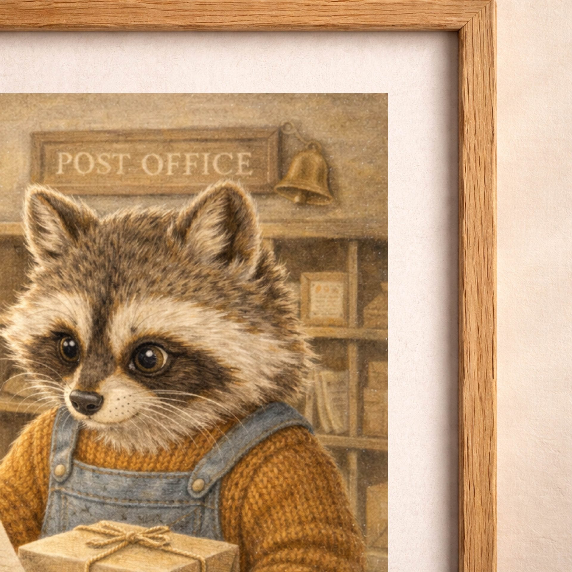 Woodland Raccoon Post Office Wall Art Printable Decor 4 raccoon illustration detail post office printable wall art