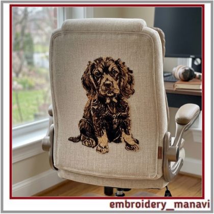 Cute Spaniel Dog Photostitch by Embroidery Manavi 05. 2 versions for white and dark fabrics. Instant download for DIY gifts and home decor. High quality stitch!