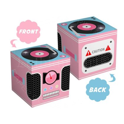 50s Sock Hop Party Favor Box, Printable Mini Record Player Box