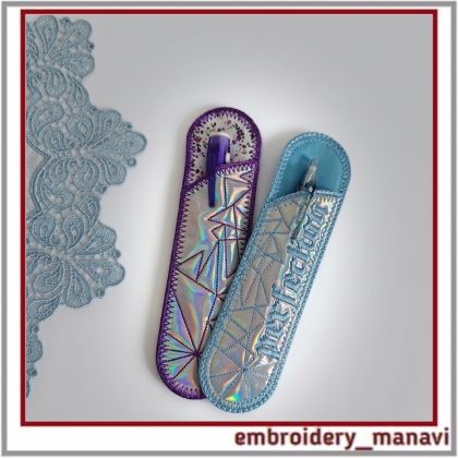 ITH Pen Sleeve Pencil Case machine embroidery design by Embroidery Manavi 05 Zodiac Virgo geometric series 2 options with text 1 hooping video guide Download