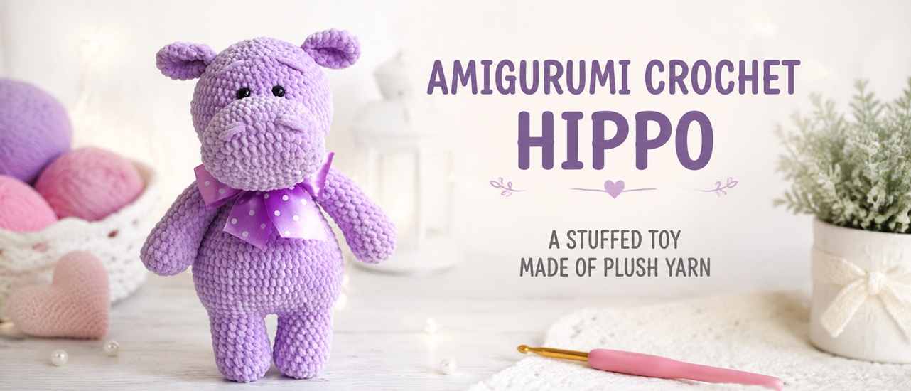 Amigurumi Hippo Pattern by Elena Luzina: Plush Yarn Crochet Toy