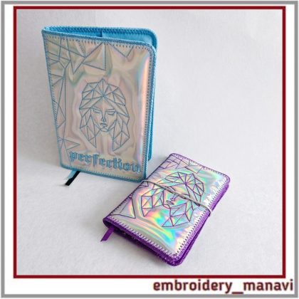 ITH Notebook Cover machine embroidery design set by Embroidery Manavi 05 Zodiac Virgo geometric series 3 sizes 1 and 2 hoopings PDF and video guide Download