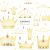 Watercolor crown clipart. Gold crowns with stars clip art