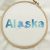 Alaska state cross stitch pattern PDF. Blue Alaska lettering