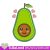 Сute avocado love avocado avocat machine embroidery design